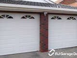 4DR Profile Australian Sectional Garage Door - Colour 'Centurion White' with a Woodgrain Finish and Window Elements
