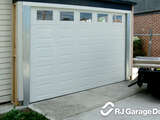 4DS Profile Australian Sectional Garage Door - Colour 'Centurion White' with a Woodgrain Finish and Window Elements